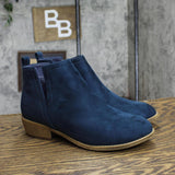 Journee Collection Womens Rimi Pull On Stacked Heel Booties RIMI-BLU Blue 6.5M