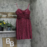 City Studio Metallic Velvet Spaghetti Strap Fit Flare Mini Dress Wine Red 7 / 8