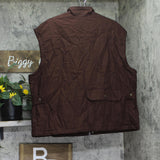 Woolrich X TGT Snap Closure Utility Pocket Fisherman Lined Jacket Vest Brown XL