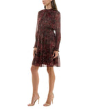 Taylor Womens Petite Long-Sleeve Chiffon Dress 3109P Crimson Red Multi 4P