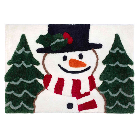 Avanti Snowman Christmas Bath Rug Mat 14172J WHT White 20x30
