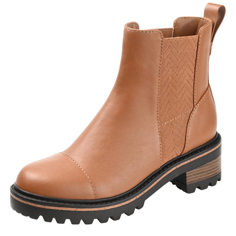 Journee Collection Block Heel Booties with Tru Comfort Foam Tan Brown 8.5M