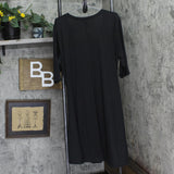 24Seven Comfort Apparel Womens Knit 3/4 Sleeve Dress Black 2X