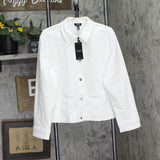 Jones New York Womens Patch Pocket Denim Jacket 10928933 Soft White XL