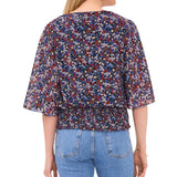 Sam And Jess Womens Smocked-Waist Top TA93442728J Americana Floral Red XS