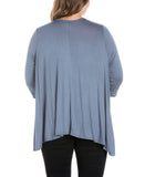 24seven Comfort Apparel Plus Size Elbow Length Sleeve Open Cardigan P020303