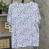 Preswick & Moore Crewneck Short Sleeve Knit T-Shirt Top White / Blue Multi 2X