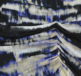 DKNY Printed Side-Ruched Sheer Long Sleeve Mesh Dress Black / Blue Multi 14