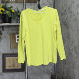 Isaac Mizrahi Live! V-Neck Forward Seam Knit Long-Sleeve Top Lime Glow Green L