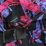 Tahari ASL Womens Printed Faux-Wrap Dress DEM643-T4 Black Cobalt 10
