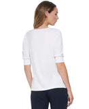 Tommy Hilfiger Womens Elbow-Sleeve Pleated-Shoulder Top H27TN52A Bright White XS