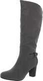 Journee Collection Womens Carver Wide Calf Knee-High Boots Gray 10M