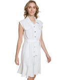Calvin Klein Womens Sleeveless Button Up Shirt Dress M4CB8908 Soft White 16