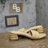 A New Day Womens Fay Heels Block Heel Raffia Sandals 94834805 Natural Brown 8M