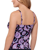 Swim Solutions Swim Bikini Paisley-Print Tankini Top Dancing Paisley Black 16