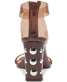 I.N.C. International Concepts Faux Leather Studded Ankle Strap Heels Brown 9.5M