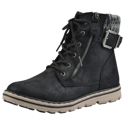 Cliffs By White Mountain Lace-up Hiker Style Buckle Ankle Boots Booties Black 7M