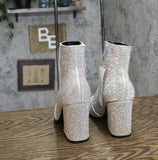 A New Day Womens Cailin Rhinestone Wide Width Ankle Boots Silver Gray 6.5W