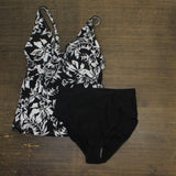 Kathy Ireland Womens 2-Piece Tankini With Swim Brief 1795759 Black / White S
