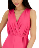 Inc International Concepts Surplice-Neck Tie-Waist Jumpsuit Electric Pink 10