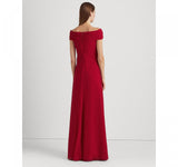 Lauren Ralph Lauren Womens Off-the-Shoulder Chiffon Gown 253882146001 Red 8