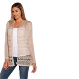 Belldini Womens Fashion Crochet Long Sleeve Knit Cardigan Sweater Black 1X