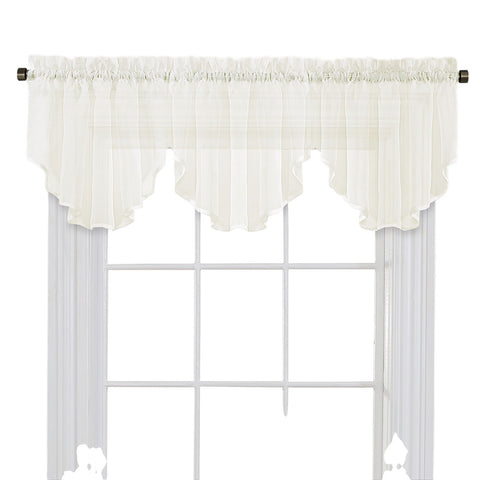 Regal Home Voile Solid Rod Pocket Ascot Valance Ivory White 54" x 20"