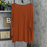 Ava & Viv Plus Size Long Sleeve V-Neck T-Shirt 00559387 Bronze Orange 3X