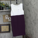 Ny Collection Petite Two-Piece Dress Set with Jacket Plum Purple / White 10P