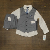 Nautica Sharkskin Vest Shirt Tie and Pants 4-Piece Suit Set Gray Blue Multi 5