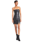 GUESS Womens Sleeveless Faux Leather Tanya Strapless Mini Dress Jet Black 10