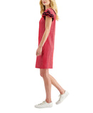 Charter Club Womens Knit Crochet Trim Flutter-Sleeve Dress Red Barn Combo L