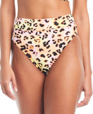 Bar III Womens Animal-Print High-Waist Bikini Swim Bottom Pink Animal Multi L