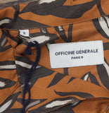 Officine Generale Button-Down Camp Shirt Rouille Iced Coffee Brown Multi S