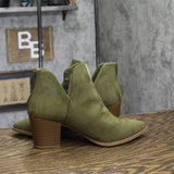 Sun + Stone Womens Faux Suede Block Heel Elizaa Booties Olive Green 8.5W