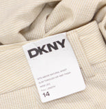 DKNY Womens Seersucker High Rise Wide-Leg Pants Travertine Brown Stripe 14