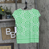 Sam and Jess Womens V-Neck Cap-Sleeve Shirt Top TA3718766W Poison Green S