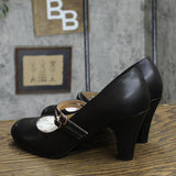 Journee Collection Womens Windy Round Toe Block Heel Mary Jane Pumps Black 7.5M