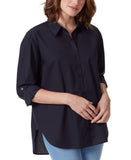 Gloria Vanderbilt Amanda Button Down Shirt with Roll-Tab Sleeves Standard Blue M
