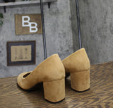 Easy Street Proper Womens Block Heel Pumps PROPER Sand Suede Brown 9.5M