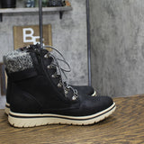 Cliffs By White Mountain Winter Lace Combat Boot Black / Fabric / Sweater 9.5M