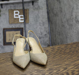 Michael Michael Kors Womens Alina Flex Sling Pump Heels Pale Gold 6.5M