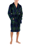 Club Room Mens Plush Plaid Long Robe 10013203600 Blue / Green L/XL