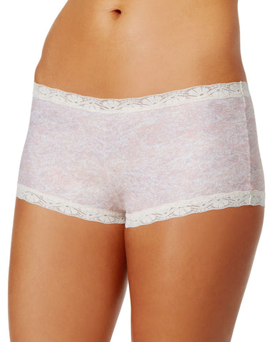 Maidenform Classic Microfiber Boyshorts w/Lace Gentle Peach / Ivory Off White M