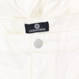 Curations Womens Crop Plus Size Rolled Cuff Knit Twill Pants Off White 24W