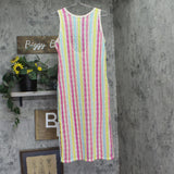 Miken Womens Crochet Swim Dress Cover Up Pink Multi XL