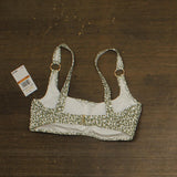 Michael Michael Kors Cheetah Print U-Neck Bralette Bikini Top Safari Green S