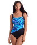 Mimi Flamingo Squareneck Illusion Tank One Piece Swimsuit Blue Multi 10