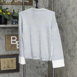 Nine West Womens Colorblock Sweater 165f6f5da93a34 Gray / White S