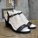Naturalizer Women Bristol Ankle Strap Chunky Block Heel Sandal Black Smooth 8.5W